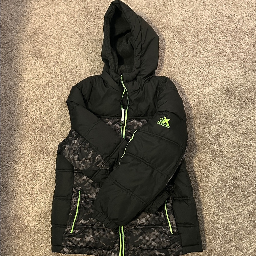 Black and Green Hooded Jacket